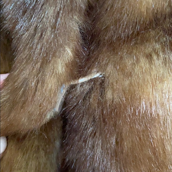 Aqua Brown Faux Fur Coat Mink Look Satin Lining Jacket Size Small - Picture 6 of 10